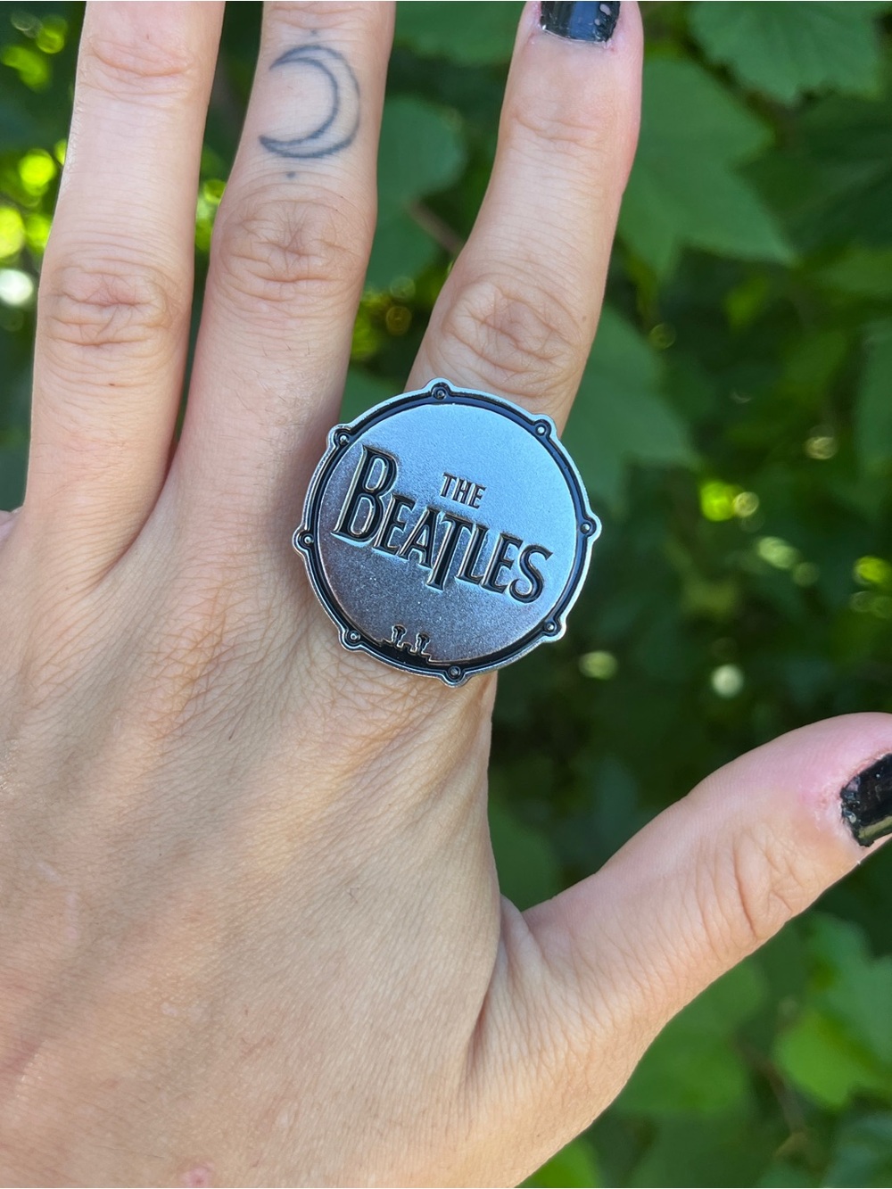 The Beatles Silver Drum Logo Statement Ring